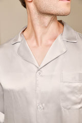 [Gris] SilkSilky-FR Manches longues Col Cranté Homme Pyjamas 006