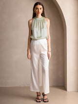 [Vert Clair] SilkSilky-FR Sleeveless Halter Femme T-Shirt 006