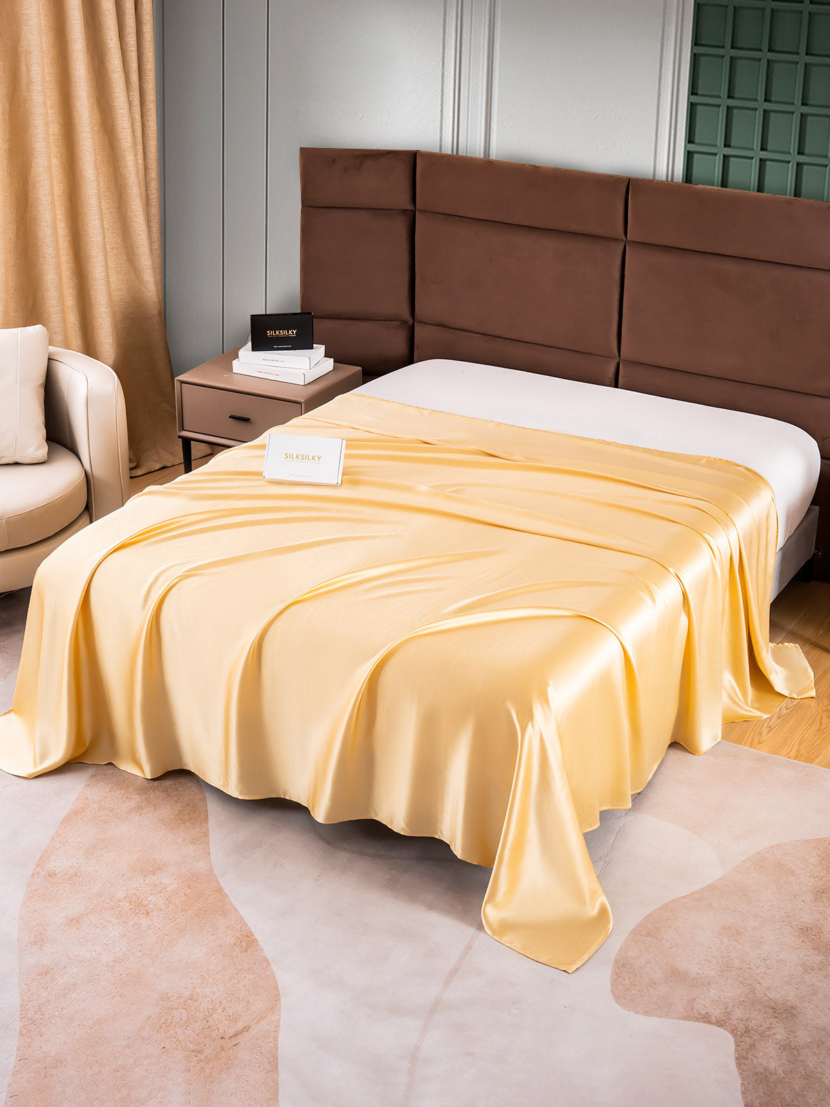 [Champagne] SilkSilky-FR 25Momme Pure Soie Sheet 003
