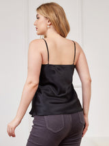 [Noir] SilkSilky-FR Fines Brides Col V Top À Fines Brides grandes tailles 002