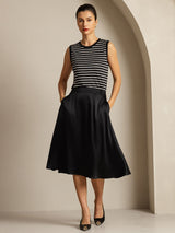 [Rayure Noire] SilkSilky-FR Sleeveless Round Neck Top À Fines Brides 007