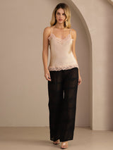 [Champagne] SilkSilky-FR Spaghetti Strap V Neck Top À Fines Brides 007
