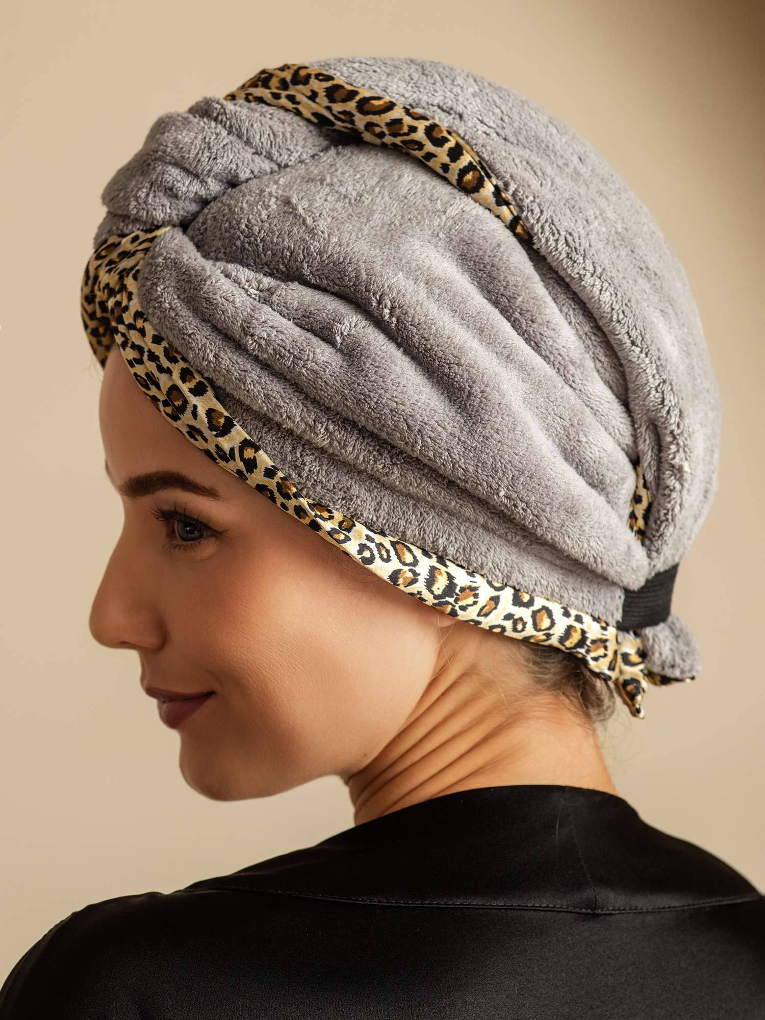 [Leopard] SilkSilky-FR Soie Hair Towel Wrap 008,