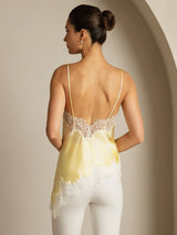 [Jaune Clair] SilkSilky-FR Spaghetti Strap V Neck Top À Fines Brides 002