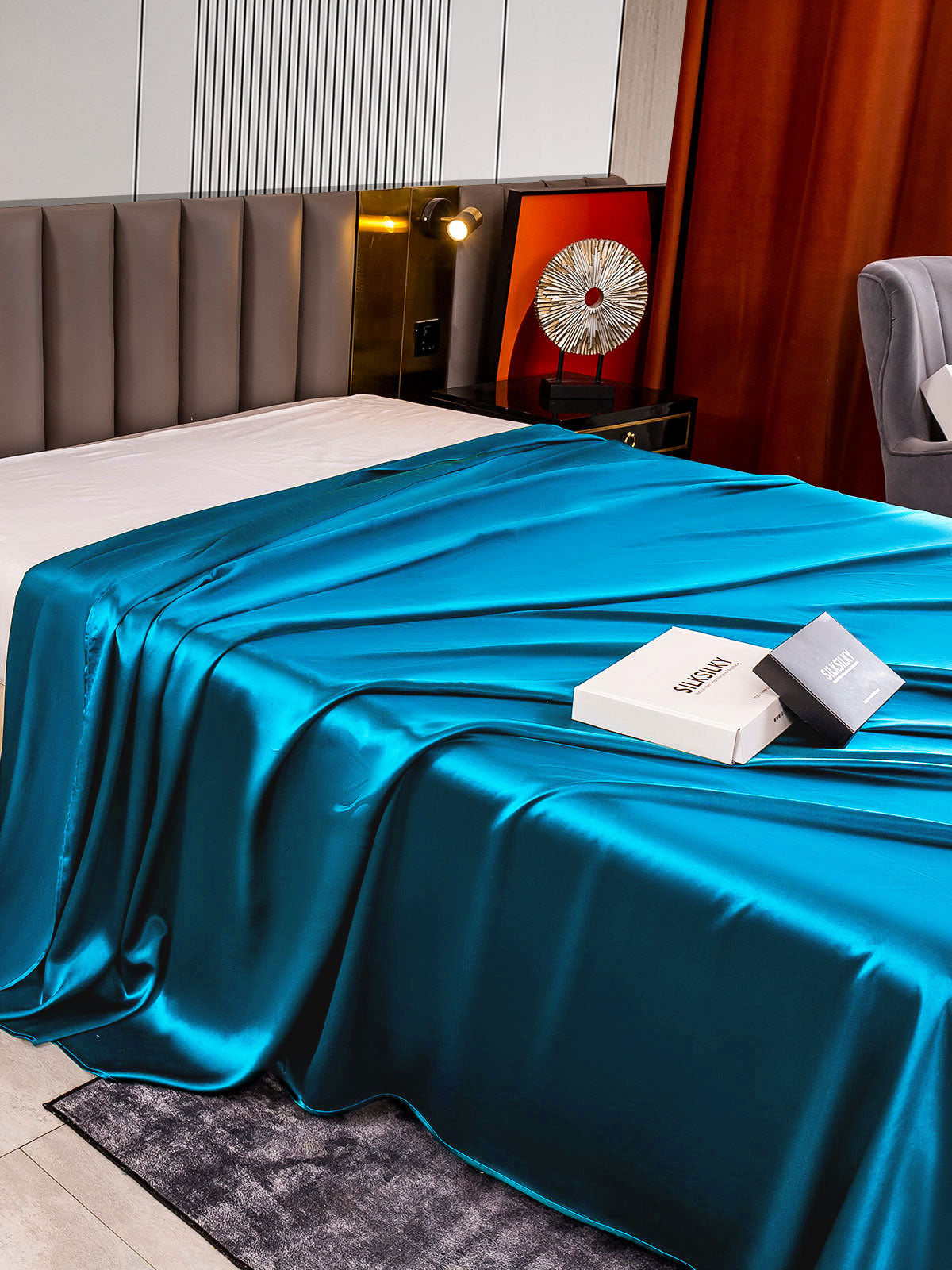 [Bleu Royal] SilkSilky-FR 22Momme Pure Soie Sheet 004