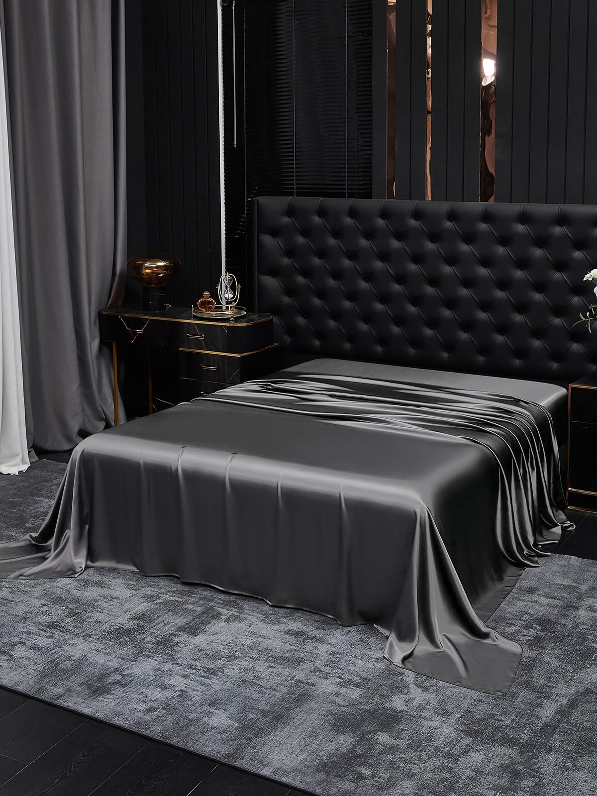 [Gris Foncé] SilkSilky-FR 19Momme Pure Soie Sheet 001