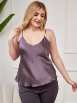 [Gris Pourpre] SilkSilky-FR Fines Brides Col V Top À Fines Brides grandes tailles 003
