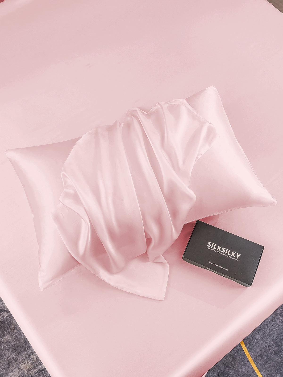 SilkSilky-FR 19Momme Pure Soie Pillowcase Rose 005