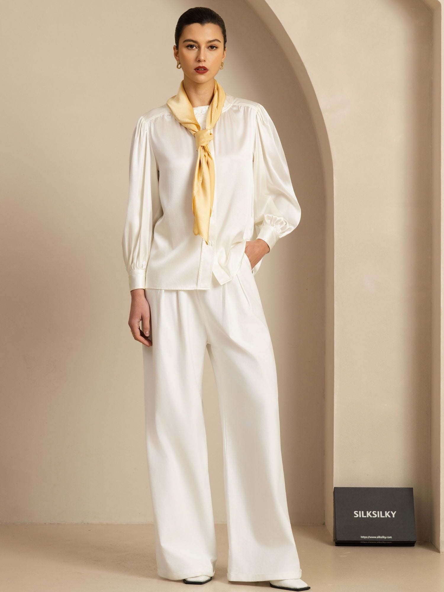 [Champagne] SilkSilky-FR Soie Scarf 004