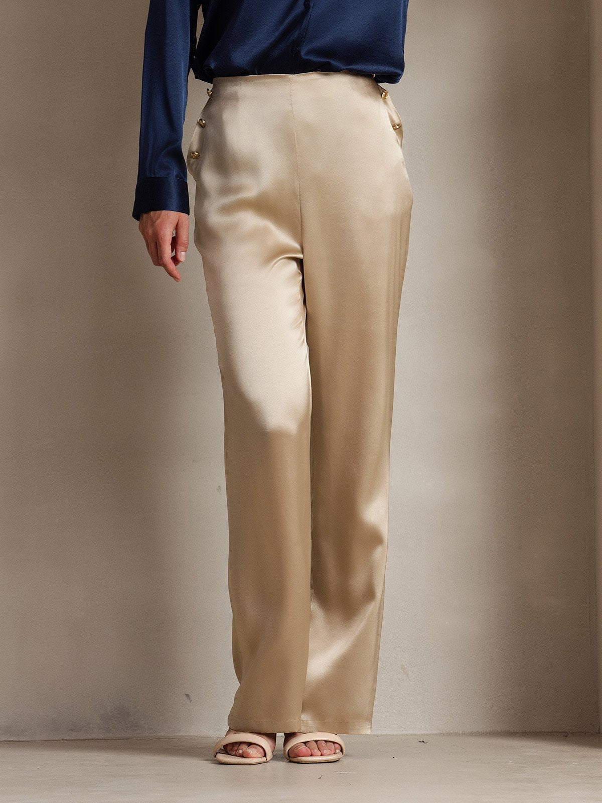 [Champagne] SilkSilky-FR 19Momme Soie Womens Pants 003