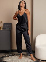 [Noir] SilkSilky-FR Fines Brides Col V Ensemble Camisole 005