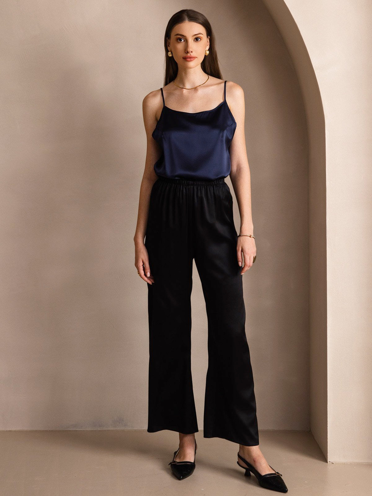 [Bleu Foncé] SilkSilky-FR 19Momme Soie Camisoles 005