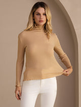 [Pierre de Lune] SilkSilky-FR Long Sleeve Turtle Neck Femme T-Shirt 004