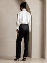 [Noir] SilkSilky-FR 19Momme Soie Womens Pants 004