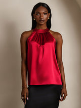 [Rouge Vineux] SilkSilky-FR Sleeveless Halter Femme T-Shirt 005