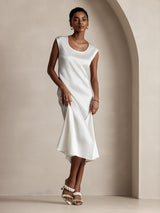 [Blanc] SilkSilky-FR Cap Sleeve Robes 001