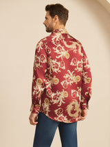 [Dragon Bordeaux] SilkSilky-FR Long Sleeve Lapel Collar Homme Chemise 002
