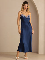 [Bleu] SilkSilky-FR Sleeveless V Neck Robes 005
