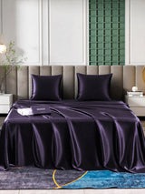 [Violet Foncé] SilkSilky-FR Parure de Lit Soie 002