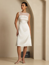 [Blanc] SilkSilky-FR Sleeveless Illusion Neck Robes 004