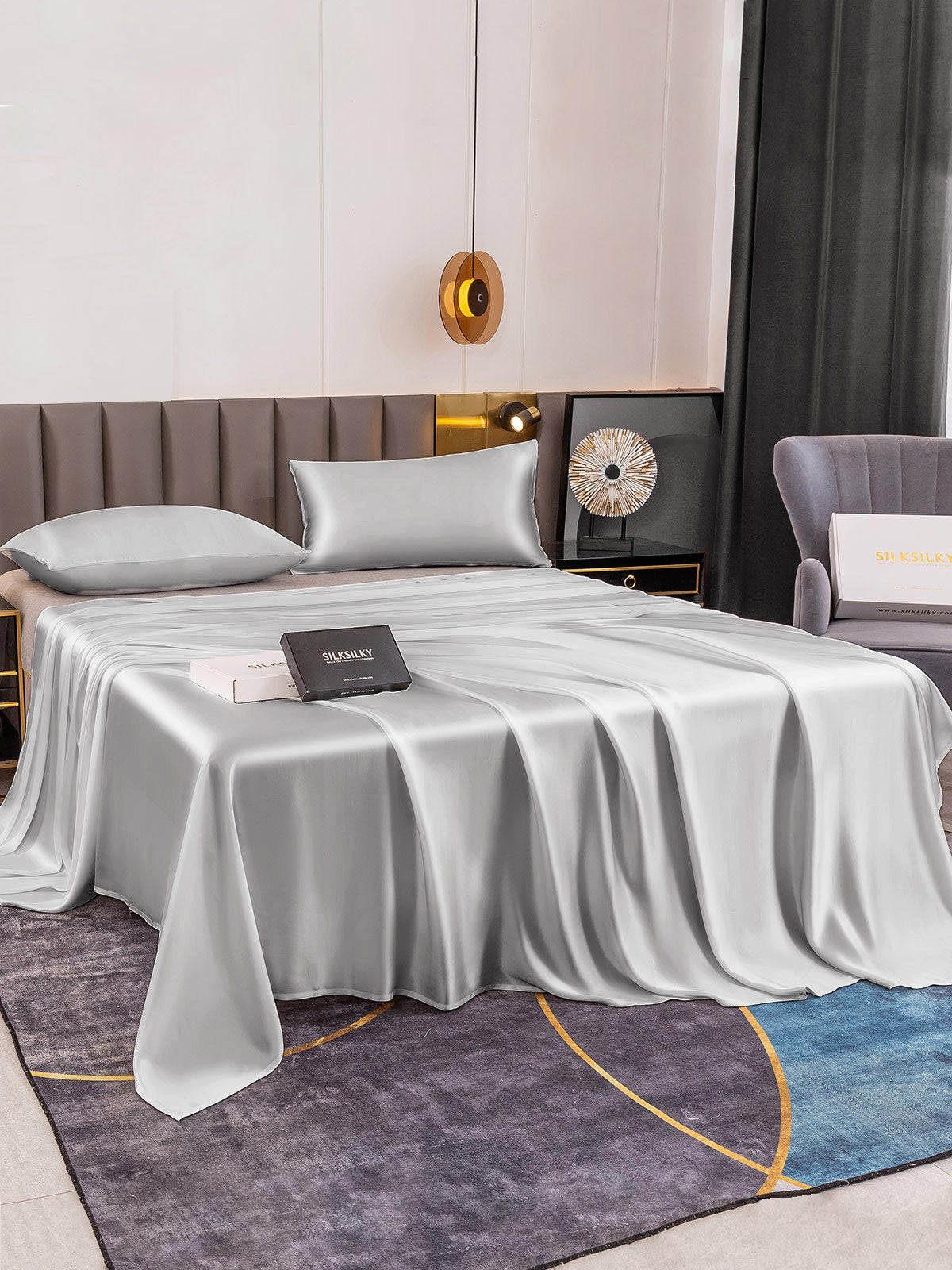 [Argent] SilkSilky-FR 19Momme Pure Soie Bedding Set 003