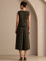 [Pin Vintage] SilkSilky-FR Sleeveless Crew Neck Women's Outfit Sets 002