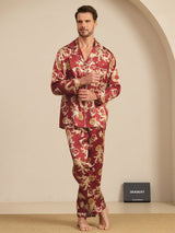 [Dragon Bordeaux] SilkSilky-FR Long Sleeve Lapel Collar Homme Pyjamas 003