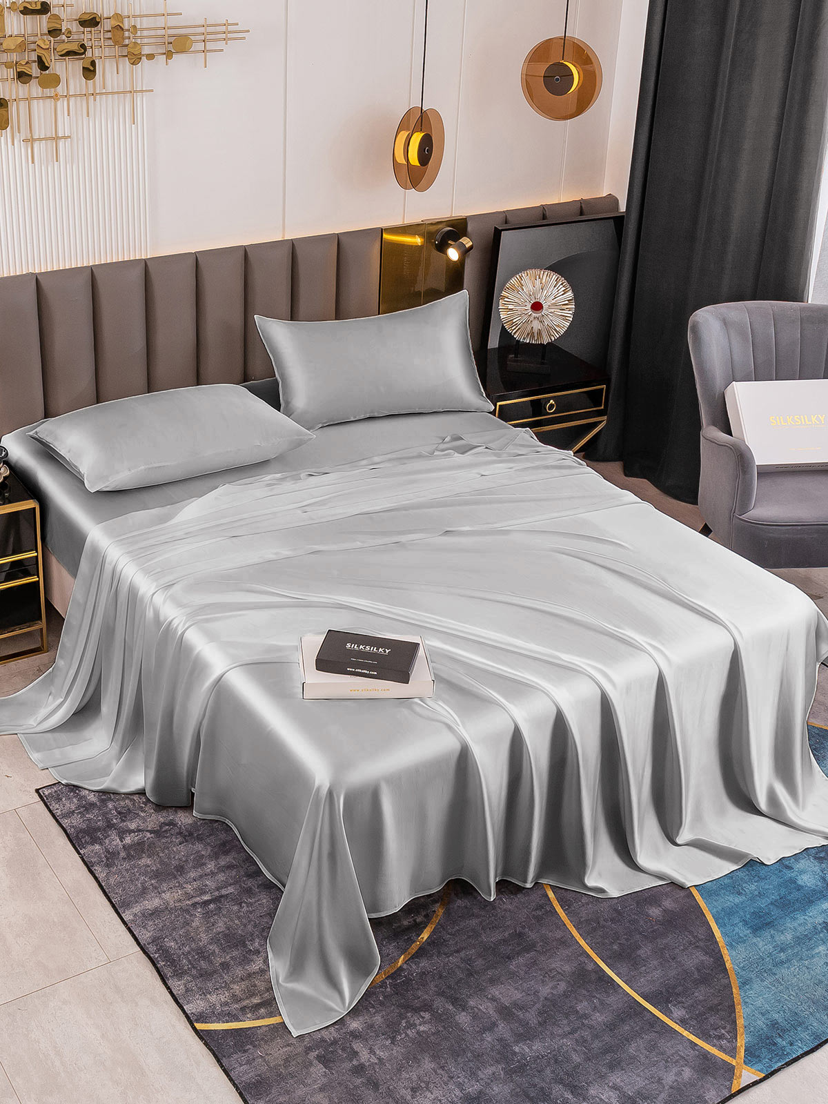 [Argent] SilkSilky-FR 19Momme Pure Silk Bedding Set 001