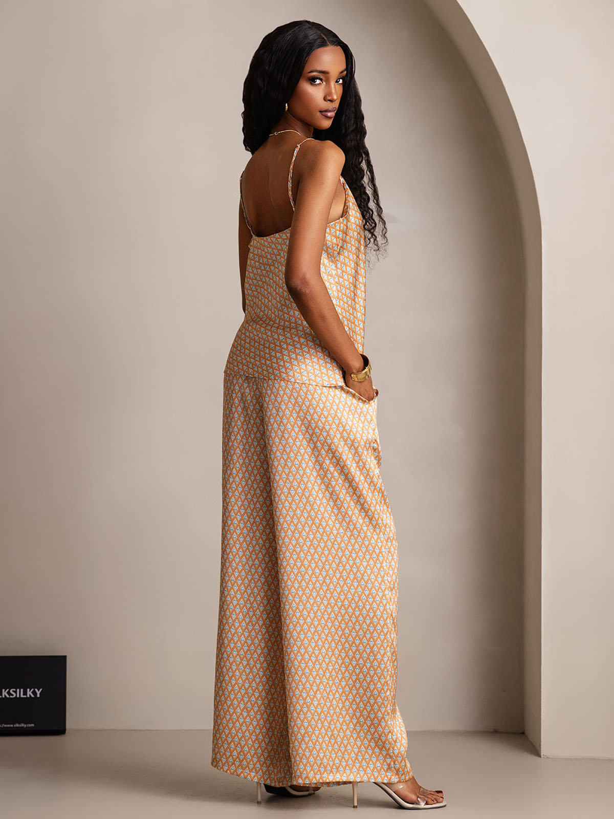 [Floral] SilkSilky-FR Pure Soie Camisole Set 004