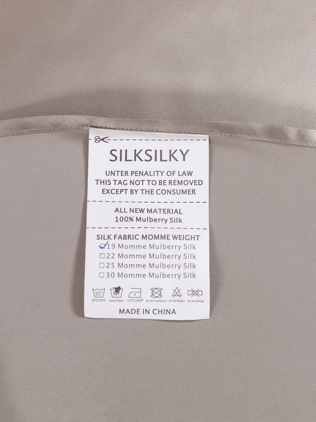 SilkSilky FR 22Momme Pure Soie Sheet Gris 005