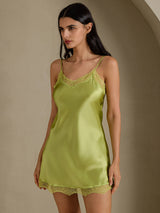 [Vert Menthe] SilkSilky-FR Sleeveless Sweetheart Neck Chemises de nuit 003
