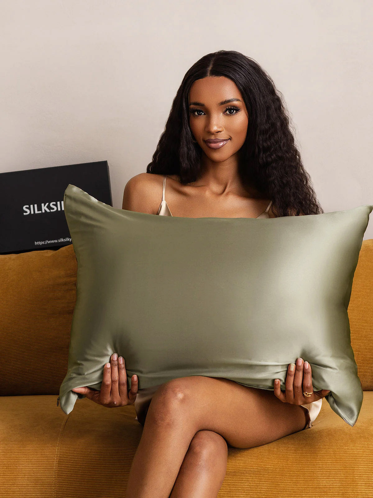 [Vert Olive] SilkSilky-FR 22Momme Pure Soie Pillowcase 001