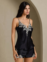 [Noir] SilkSilky-FR Sleeveless V Neck Ensemble Camisole 005