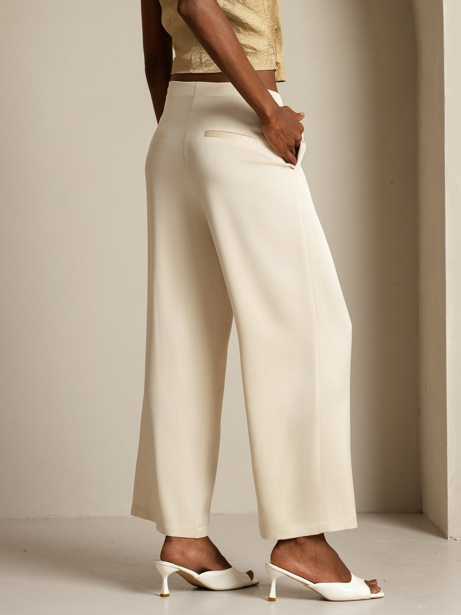 [Beige] SilkSilky-FR 19Momme Soie Womens Pants 006