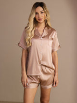 [Toscane] SilkSilky-FR Short Sleeve Lapel Collar Femme Pyjamas 005