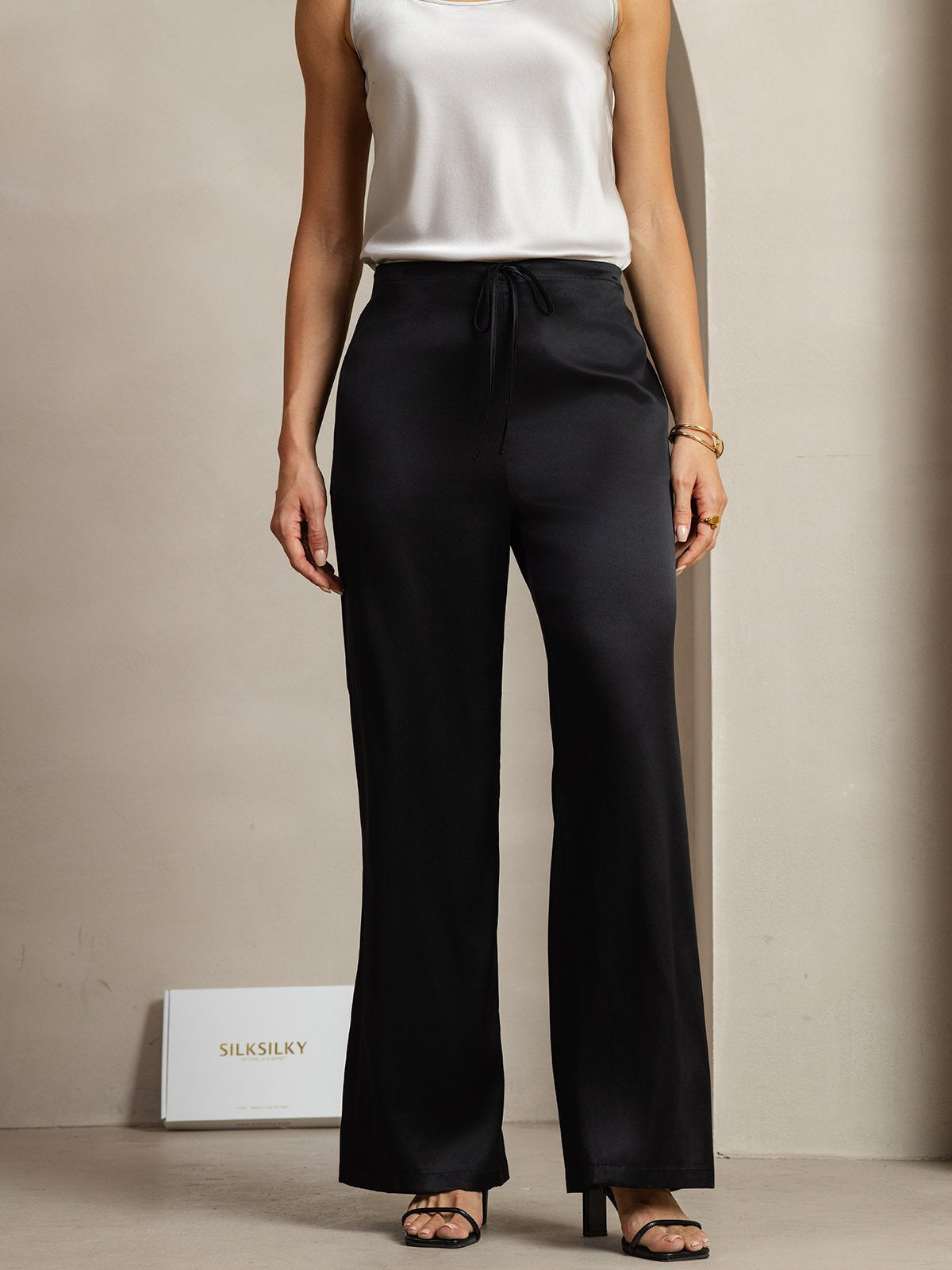 [Noir] SilkSilky-FR 19Momme Soie Womens Pants 003