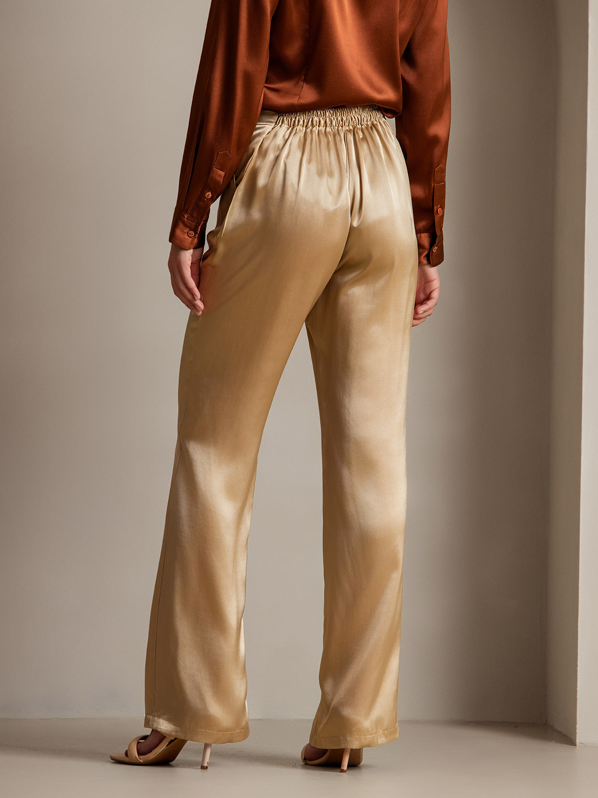 [Champagne] SilkSilky-FR 19Momme Soie Womens Pants 002