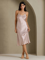 [Gris Ombre] SilkSilky-FR Sleeveless V Neck Chemises de nuit 003