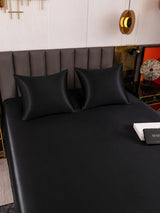 [Noir] SilkSilky-FR Parure de Lit Soie 005