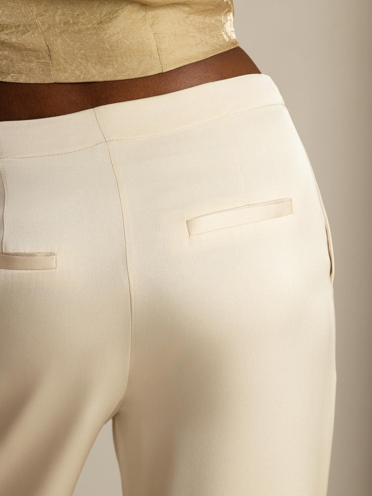[Beige] SilkSilky-FR 19Momme Soie Womens Pants 005