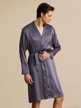 [Ginkgo Marine] SilkSilky-FR Long Sleeve V Neck Homme Peignoir 004
