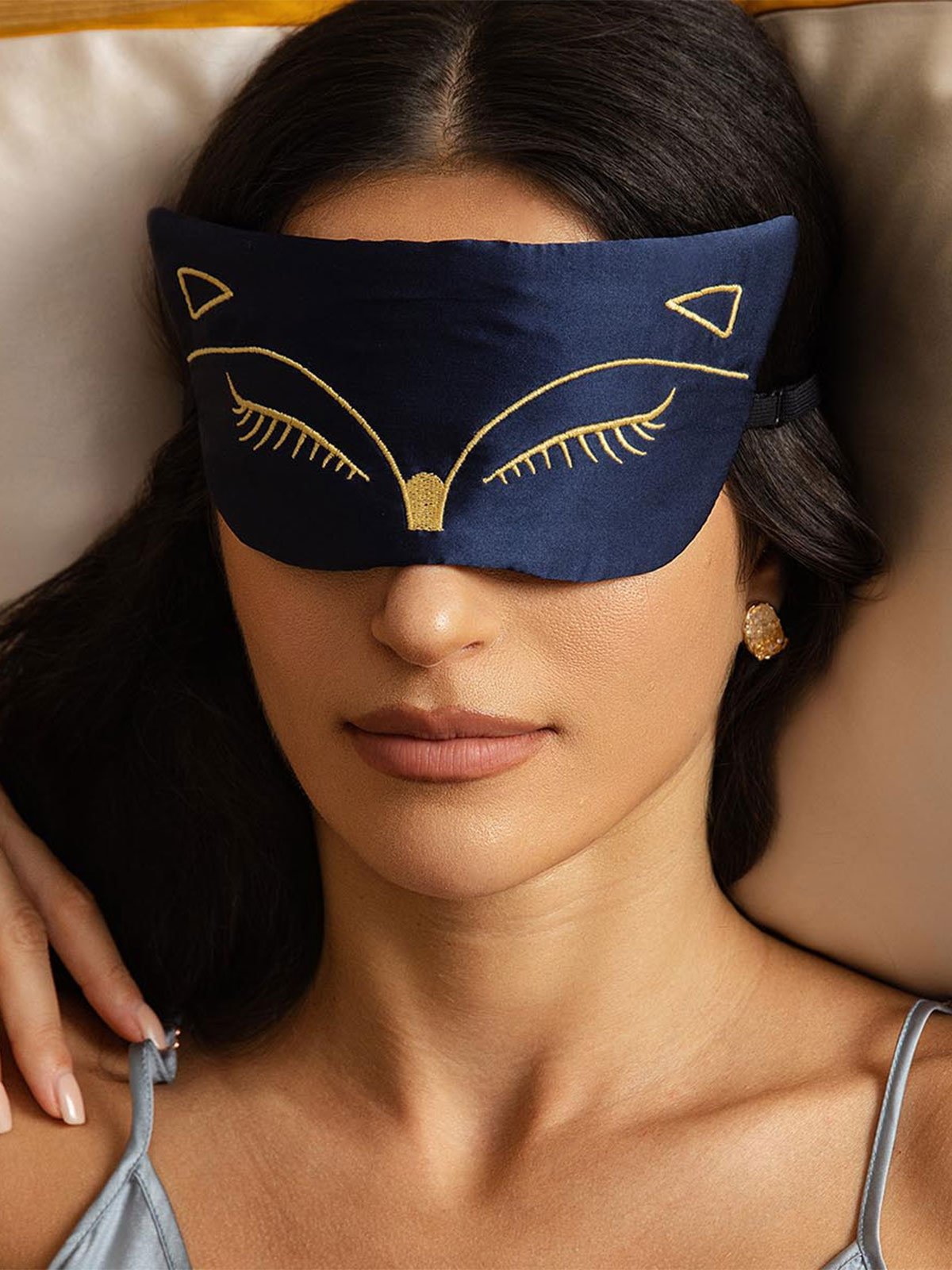 [BleuFoncé] SilkSilky-FR Soie Eye Mask 003