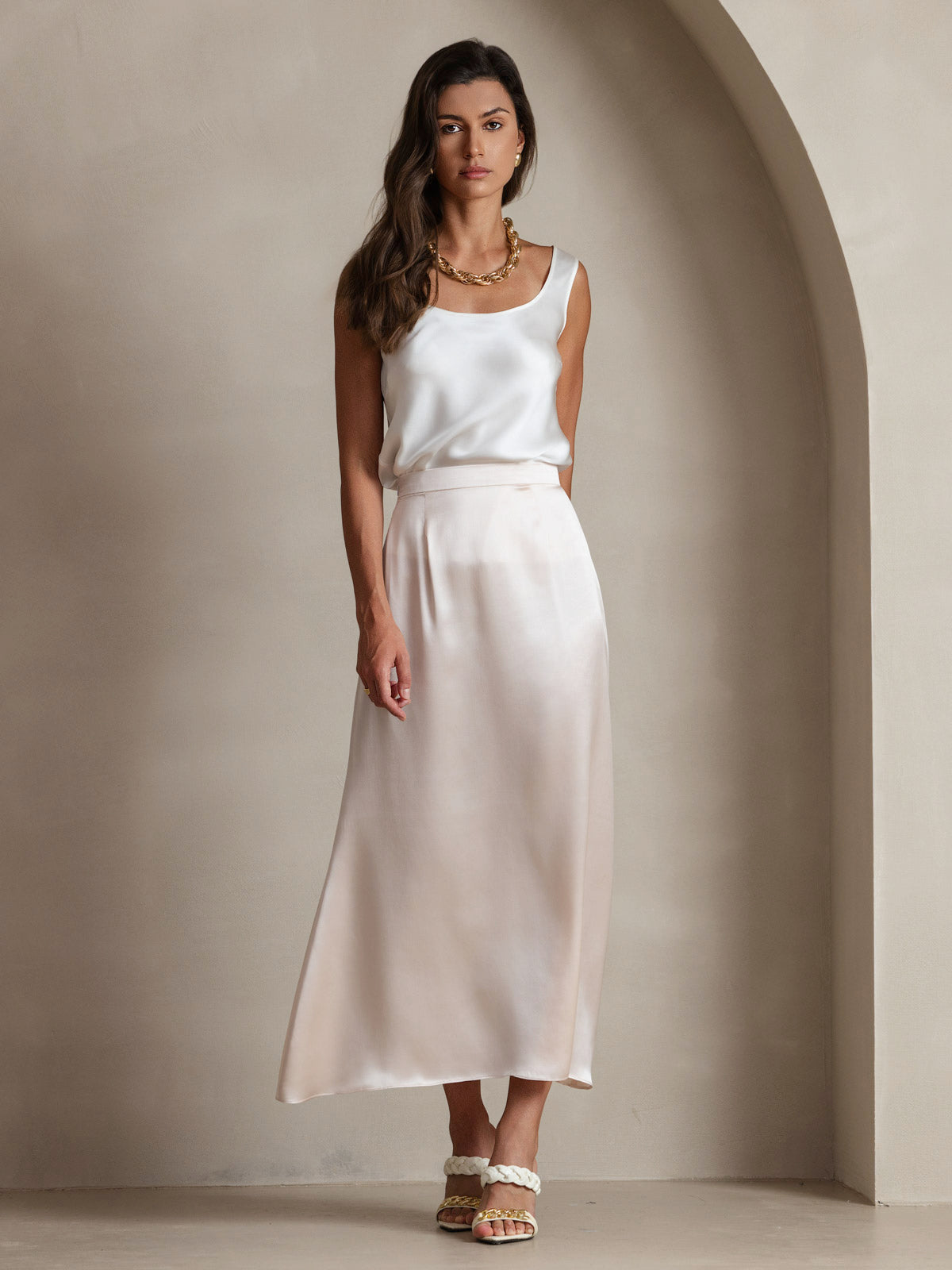[Blanc] SilkSilky-FR 19Momme Soie Camisoles 008