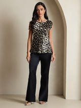 [Leopard] SilkSilky-FR 19Momme Soie Col Rond Femme T-Shirt 003
