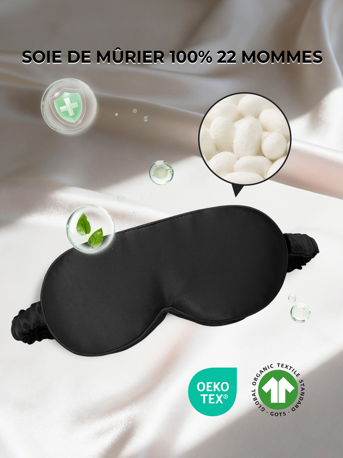 [Noir] SilkSilky-FR Soie Eye Mask 002