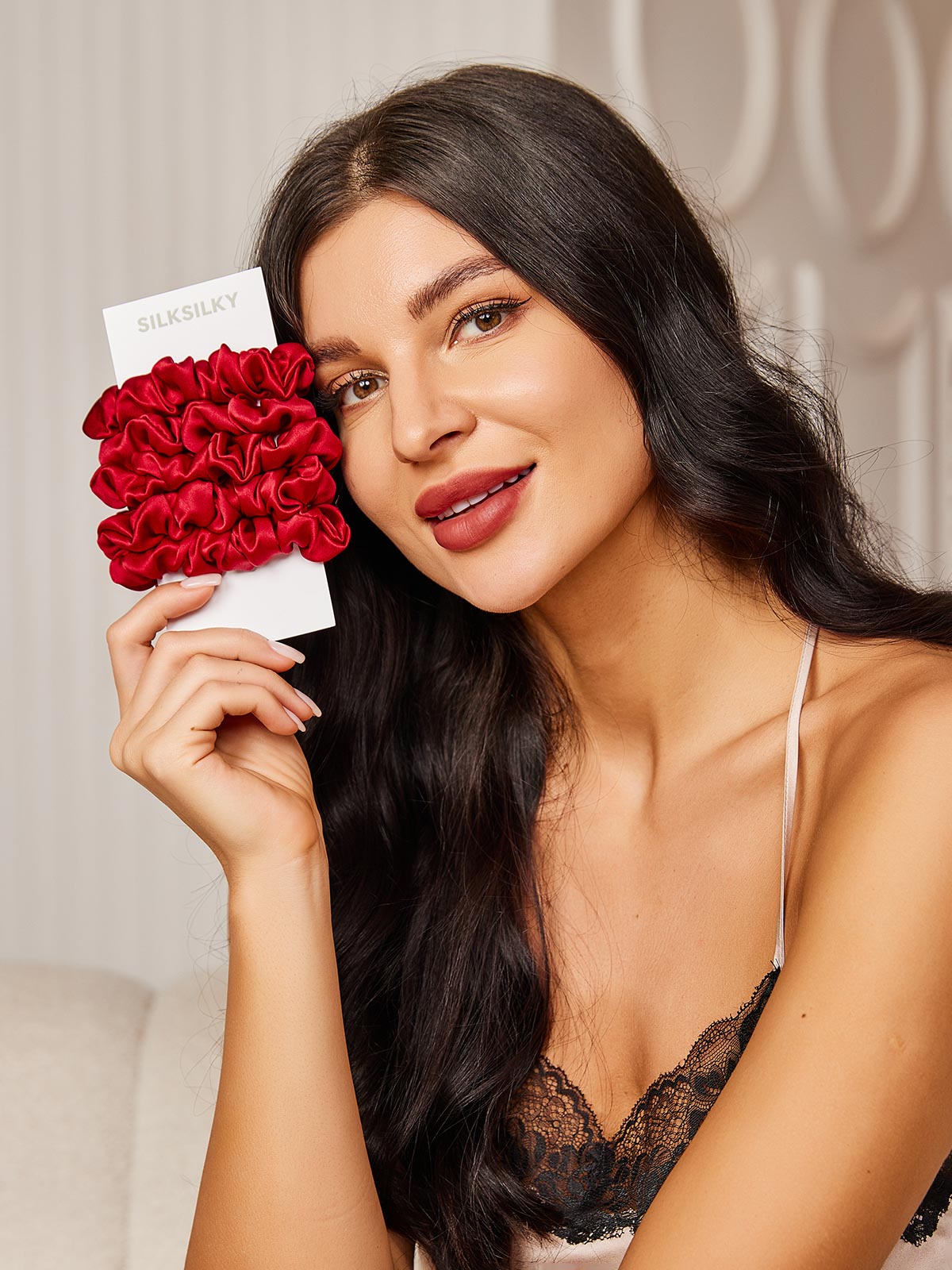 [Rouge] SilkSilky-FR 19Momme Pure Soie Scrunchie 002