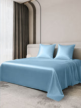 [Bleu Clair] SilkSilky-FR Parure de Lit Soie 002