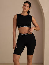 [Noir] SilkSilky-FR Sleeveless Crew Neck Top À Fines Brides 004