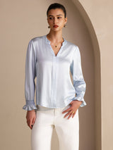 [Bleu Ciel] SilkSilky-FR Long Sleeve Blouse 001