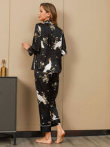 [Noir] SilkSilky-FR Pure Soie Womens Pajamas 002